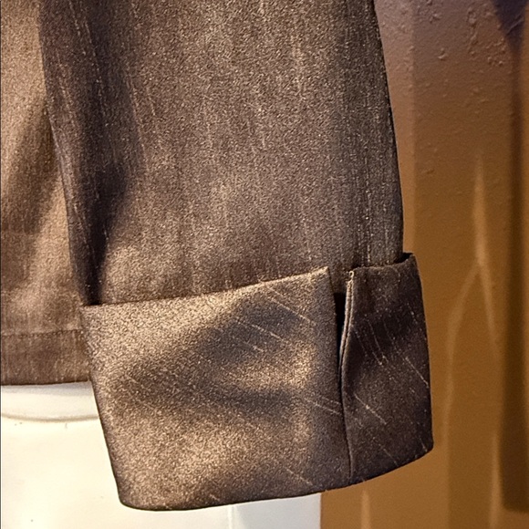 Samuel Dong Bronze Taffeta Rosette Bow Blouse Architectural Collar - Picture 5 of 9